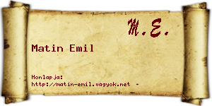 Matin Emil névjegykártya